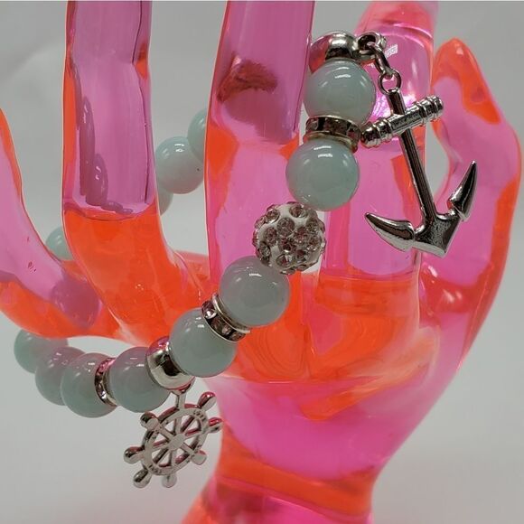 🔹️NWOT Aqua Bead & Nautical Charms Bracelet - Picture 13 of 14